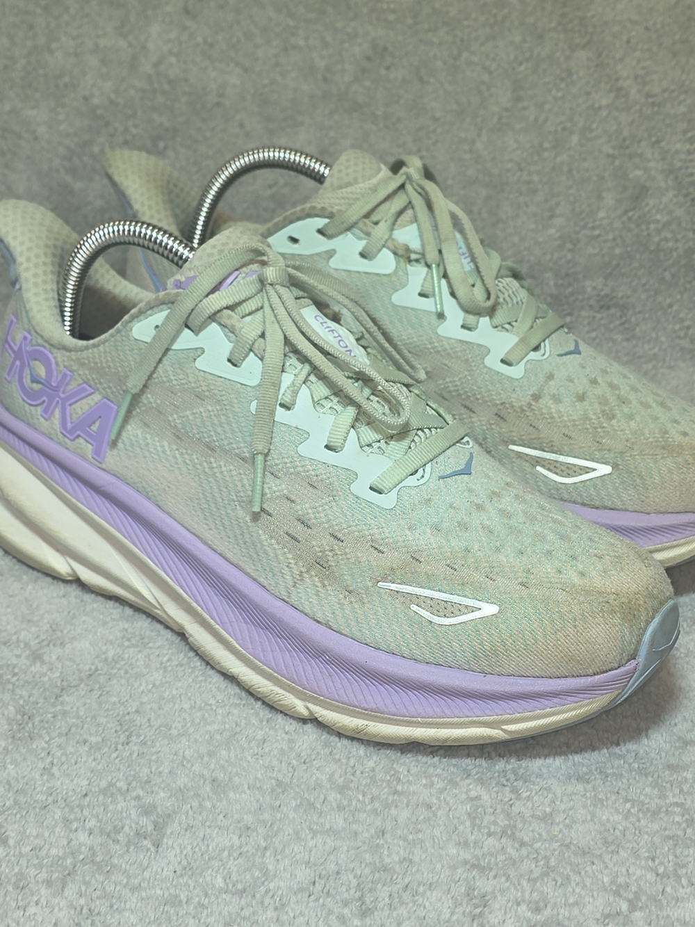 HOKA Clifton 9 Women's Mint & Lavender Running Shoes